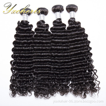 Brazilian Hair Bundles Cuticle Aligned Hair Deep Wave 4 Bundles with Closure Meche Bresilienne Humain en Chine en Gros